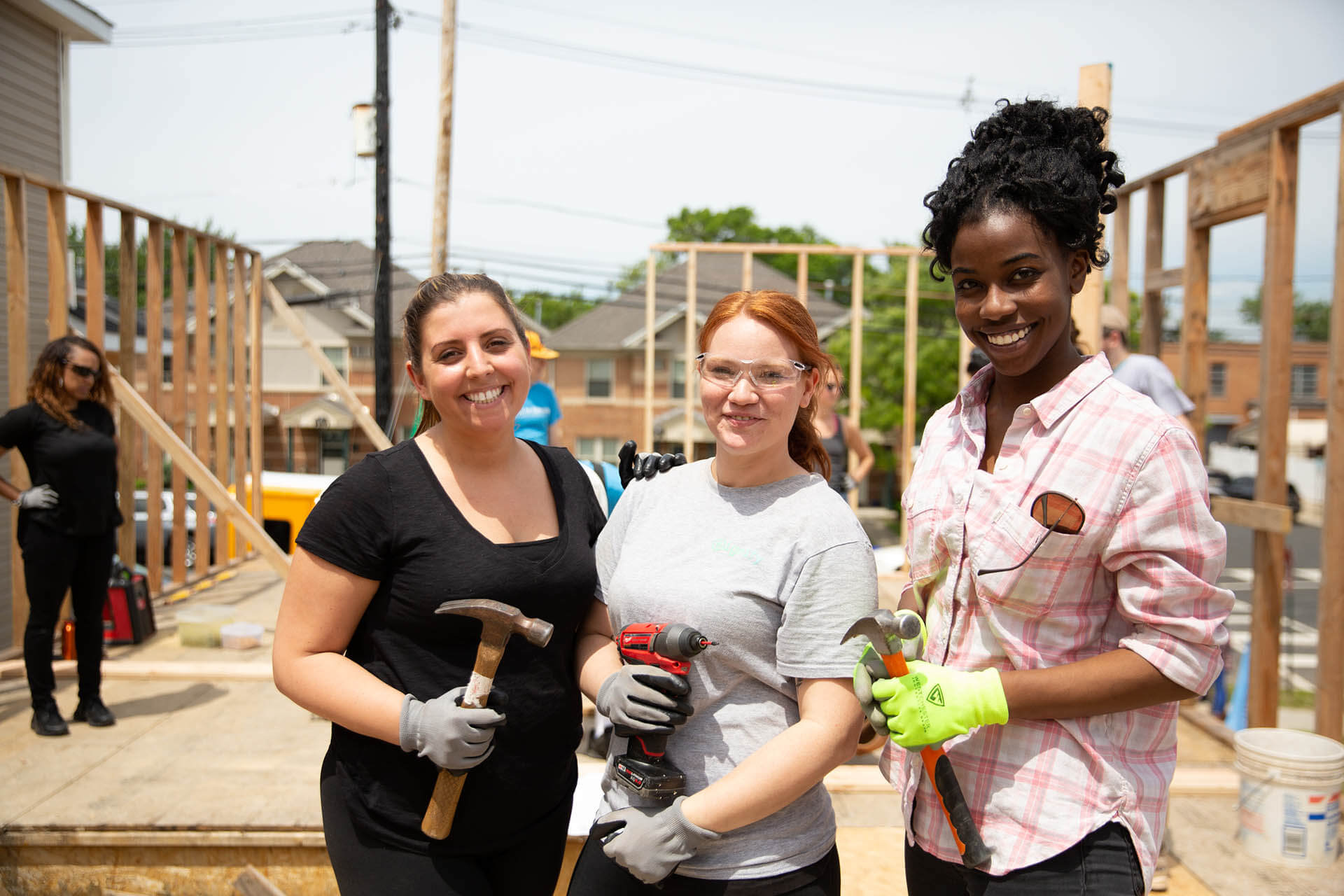 Women working on a construction project.